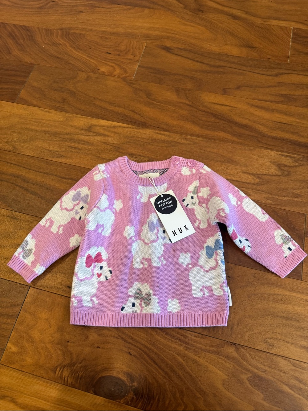 Hux Pink Poodle Knit Sweater for Kids